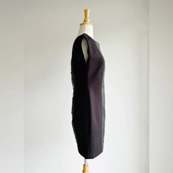 BOSTON PROPER | Black Leather Panel Lace Up Dress | 8 - Picture 4 of 8